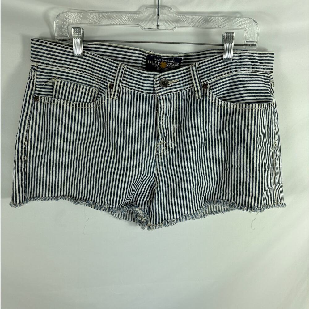 Lucky Brand Riley Short Blue White Stripe Shorts Size 14/32